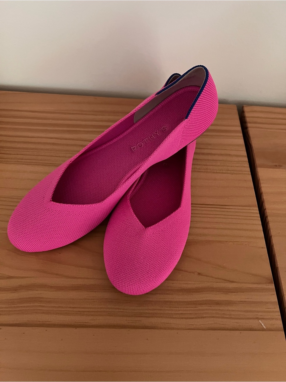 Rothy's Hot Pink V‑Cut Knit Ballet Flats